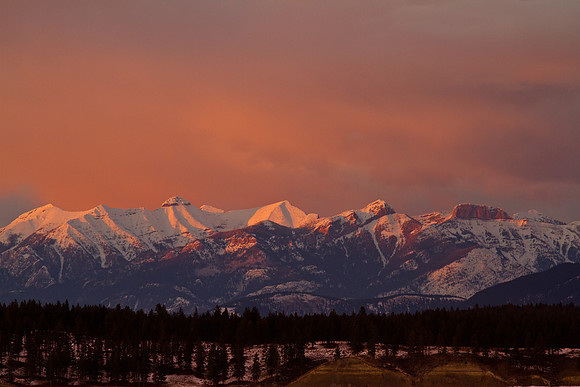 Sun Setting Over Canadian Rockies